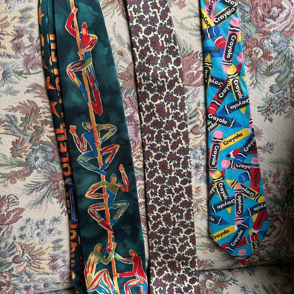 Set of Bold Teal and Orange Tie by Balancine, Stafford and Crayola.